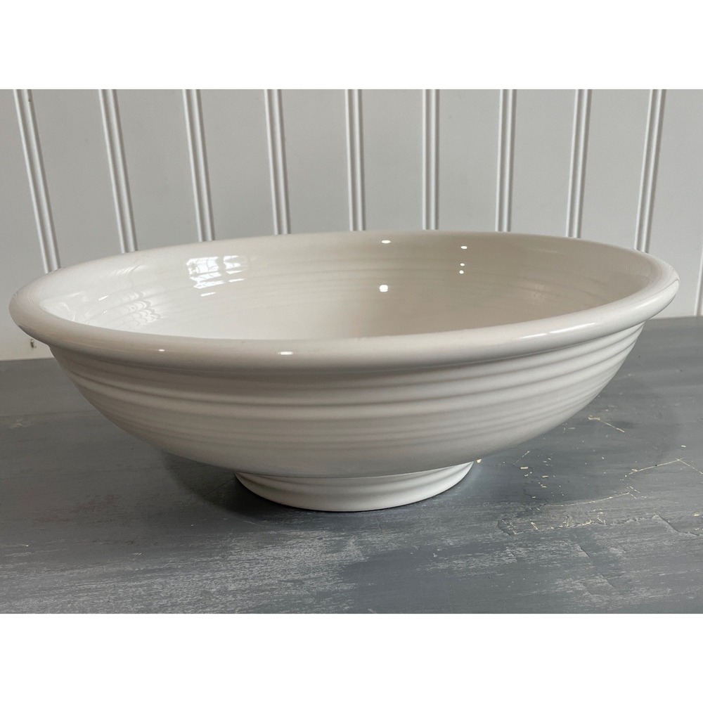 Vintage Fiesta White Large Serving Bowl 9.75" Round Pedestal HLC USA Ceramic